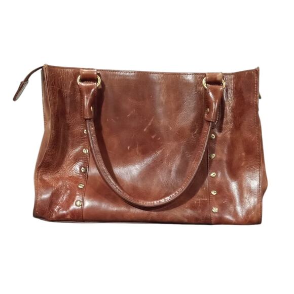 [P106] Patricia Nash Brown Leather Shoulder Bag with Zipper Closure - Picture 1 of 11